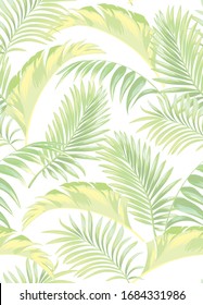 Jungle vector pattern with tropical leaves.Trendy summer print. Exotic seamless background.