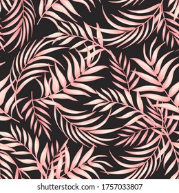 Jungle vector pattern with tropical leaves.Trendy summer print. Exotic seamless background.