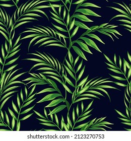 Patrón vectorial de jungla con hojas tropicales. Impresión veraniega de moda. Un entorno exótico y sin fisuras.
