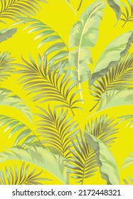 Patrón vectorial de jungla con hojas tropicales. Impresión veraniega de moda. Un entorno exótico y sin fisuras.