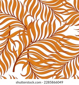 Jungle vector pattern with tropical leaves.Trendy summer print. Exotic seamless background