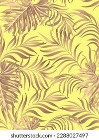 Dschungelvektormuster mit tropischen Blättern. Trendfarbener Sommerdruck. Exotischer, nahtloser Hintergrund.