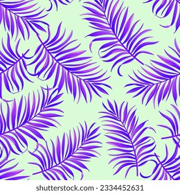 Jungle vector pattern with tropical leaves.Trendy summer print. Exotic seamless background.