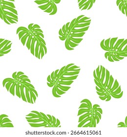 Jungle vector pattern with tropical leaves.Trendy summer print. Exotic seamless background.