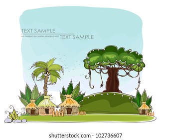 Jungle village Travel background "Happy world" collection