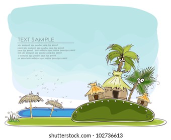 Jungle village Travel background "Happy world" collection