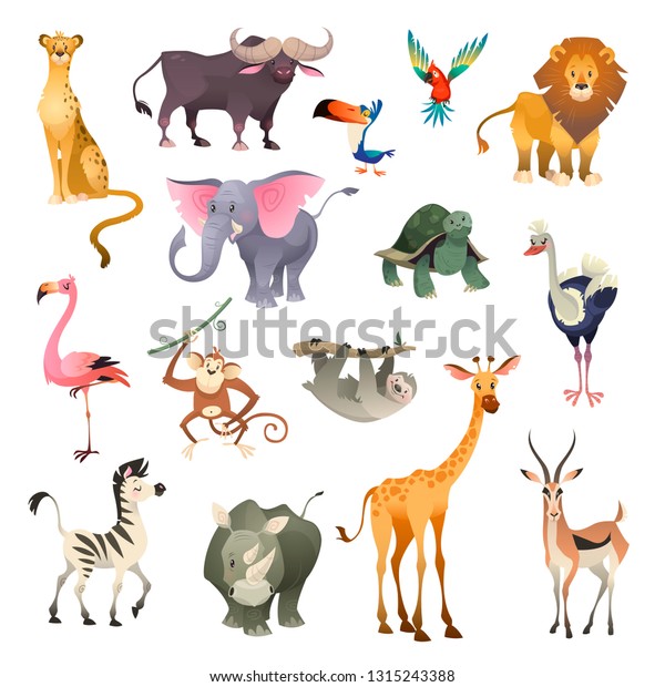 Jungle Wild Animals Savannah Forest Animal Stock Vector (Royalty Free ...