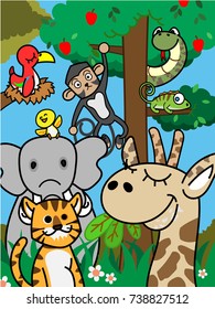 The Jungle wildlife cartoon vector