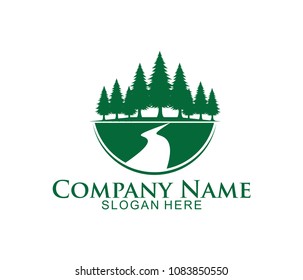 jungle woods camping ground vector icon logo design template