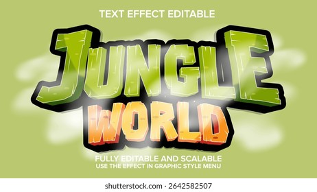 jungle world text effect vector editable