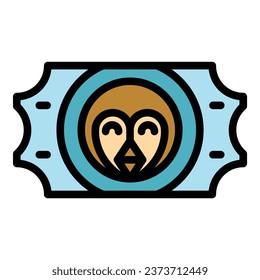 Jungle zoo ticket icon outline vector. Animal token. Movie pass color flat