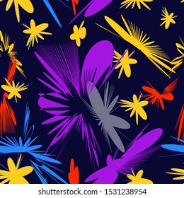 the Jungle.Abstract pattern leaves flowers Butterflies plants.Background for your business vector illustration.