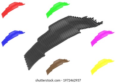 Juniata County, Commonwealth of Pennsylvania (U.S. county, United States of America) map vector illustration, scribble sketch Juniata map