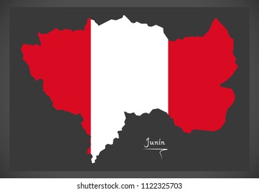Junin map with Peruvian national flag illustration