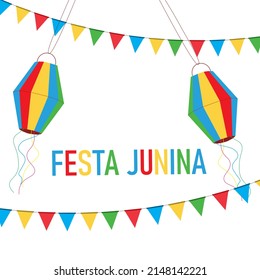 junina brazil festival with ballons illustration