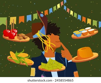 Junina Folk and Country Festivities: Brazilian Rural Traditions -  man selecting traditional foods at a country festival