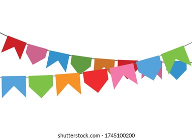 São João junine party flags banners isolated white blank background