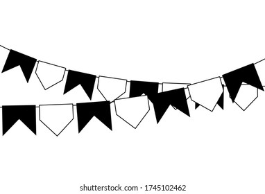 Junine party flags black and white isolated