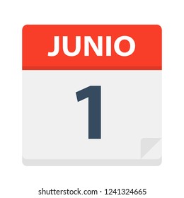 Junio 1 - Calendar Icon - June 1 - Vector Illustration