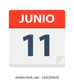 Junio 11 - Calendar Icon - June 11 - Vector Illustration