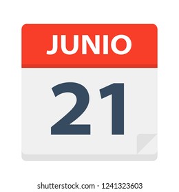 Junio 21 - Calendar Icon - June 21 - Vector Illustration