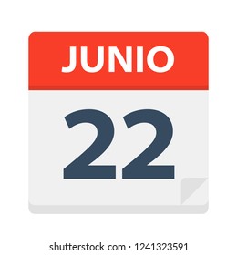 Junio 22 - Calendar Icon - June 22 - Vector Illustration