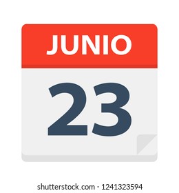 Junio 23 - Calendar Icon - June 23 - Vector Illustration