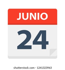 Junio 24 - Calendar Icon - June 24 - Vector Illustration