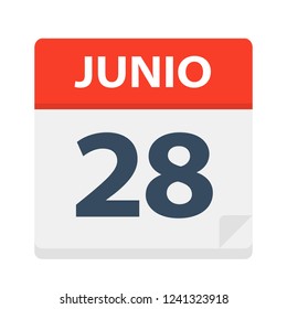 Junio 28 - Calendar Icon - June 28 - Vector Illustration