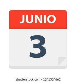 Junio 3 - Calendar Icon - June 3 - Vector Illustration