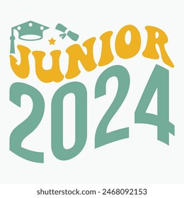 Junior 2024 retro t shirt design vector