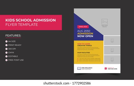 Junior Admission for Kids School Education Flyer Template Design. Poster Design