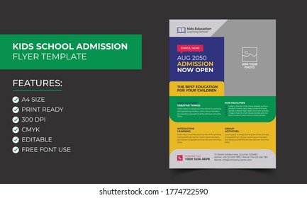 Junior Admission for Kids School Education Flyer Template Design. Poster Design