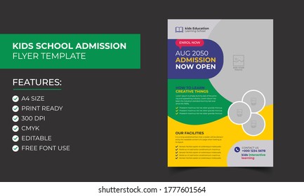 Junior Admission For Kids School Education Flyer Template Design. Poster Design