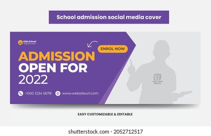 Junior Admission School Education Social Media Cover Photo Template Design. School Admission Timeline Web Banner