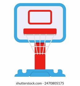 Junior basketball hoop adjustable vector cartoon illustration isolated on a white background.