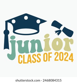 Junior class of 2024 retro t shirt design vector