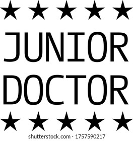 JUNIOR DOCTOR black stamp on white background. Stamps and stickers series.