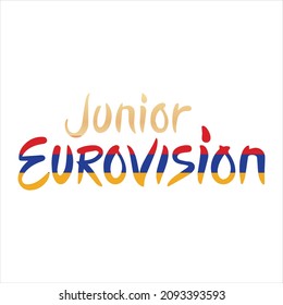 Junior Eurovision with Armenia flag, Armenia wins Junior Eurovision Song Contest 2021. Yerevan, Armenia - 2021 December 20: 