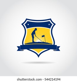 Junior golf academy template logo Design. blue and yellow logo. Vector illustrator eps.10