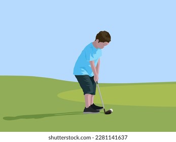 Junior Golf Player in illustration graphic vector