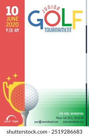 Junior Golf Tournament poster template. Place for your text message. Vector illustration.