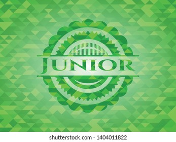 Junior green emblem. Mosaic background. Vector Illustration. Detailed.