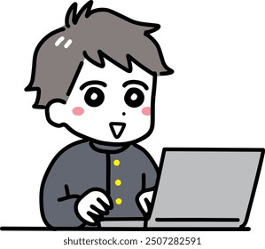 Junior high school boy using a computer