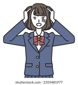 Junior high school and high school girls holding their heads