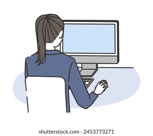 Junior high school and high school girls using computers