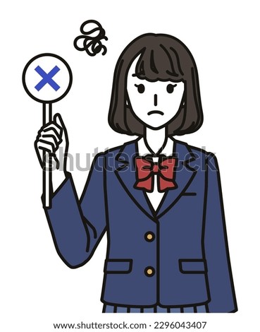 Junior high school student or high school student  holding tags such as incorrect