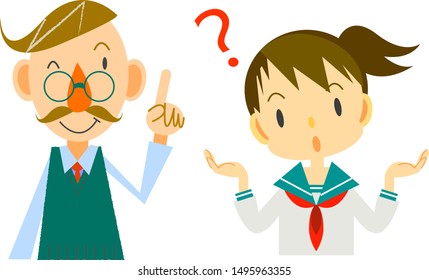 junior high school student and teacher