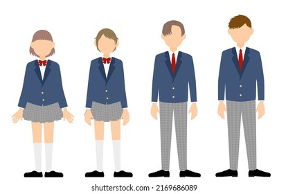 Junior high and high school students in uniform