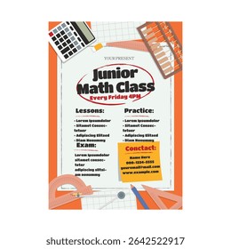Junior matemática classe folheto cartaz modelo design arte